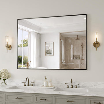 30"x40" Black Bathroom Mirror Metal Framed Horizontal or Vertical