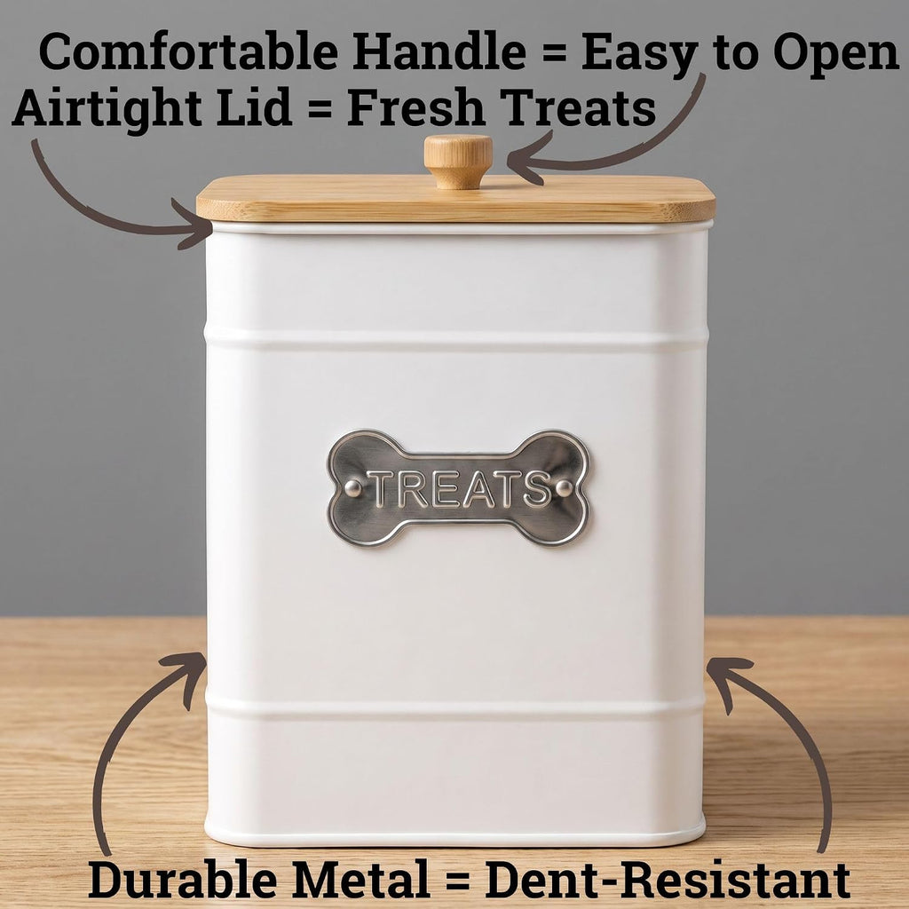 Dog Treat Container Airtight, 6"W x 8"H, Powder Coated, 12 Cup Capacity