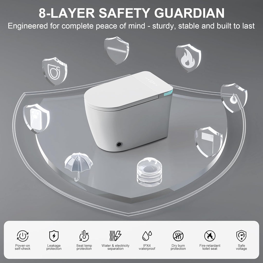Smart Toilet with Bidet Built in, Bidet Toilet with Heated Seat and Night Light,Warm Water Wash&Dry