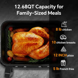 1600W Dual Zone Air Fryer Oven,12.69QT with Divider,Nonstick & Dishwasher-Safe Basket,Match Cook & Smart Finish to
