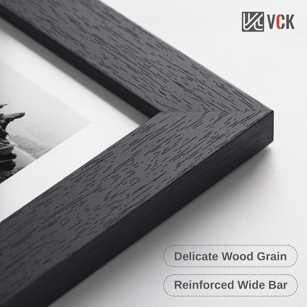 8x10 Picture Frame Set of 3, Black Wood 8 x 10 Photo Frames for Wall Mounting Horizontally & Vertically