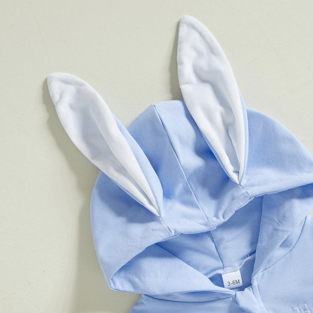 Newborn Baby Boy Girl Easter Outfit Bunny Ear Hoodie Romper Long Sleeve Jumpsuit Infant Spring Clothes (Little Bunny