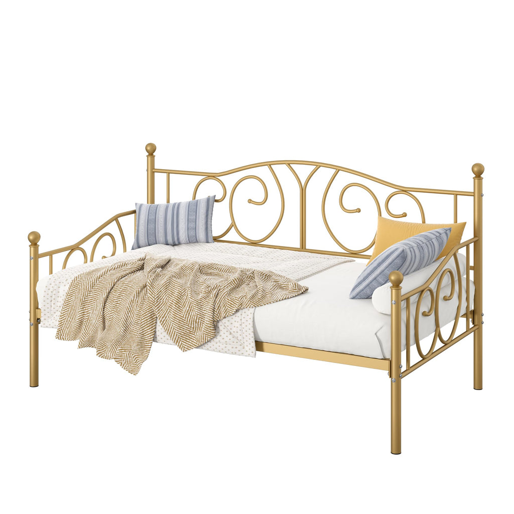 Twin Daybed Frame with Metal Slats, Modern Platform Bed Sofa Bedroom Guest Room, Under-Bed Storage Space, Heavy