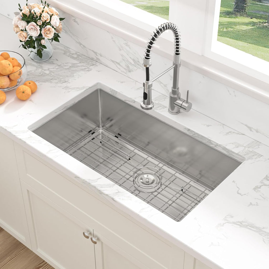 32 Undermount Kitchen Sink Stainless Steel - 32x19 Kitchen Sink Single Bowl Undermount Sinks 16 Gauge Round Corner