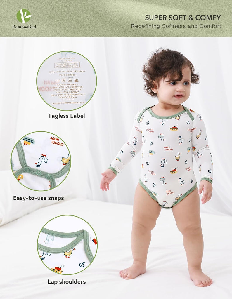 Baby Bamboo Viscose Long Sleeve Bodysuits Unisex Bodysuit
