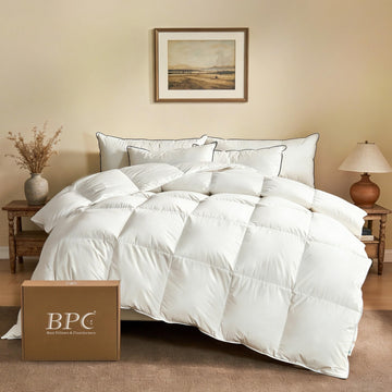 Goose Feather Down Fiber Comforter King Size, Cloudy-Fluffy Duvet Insert