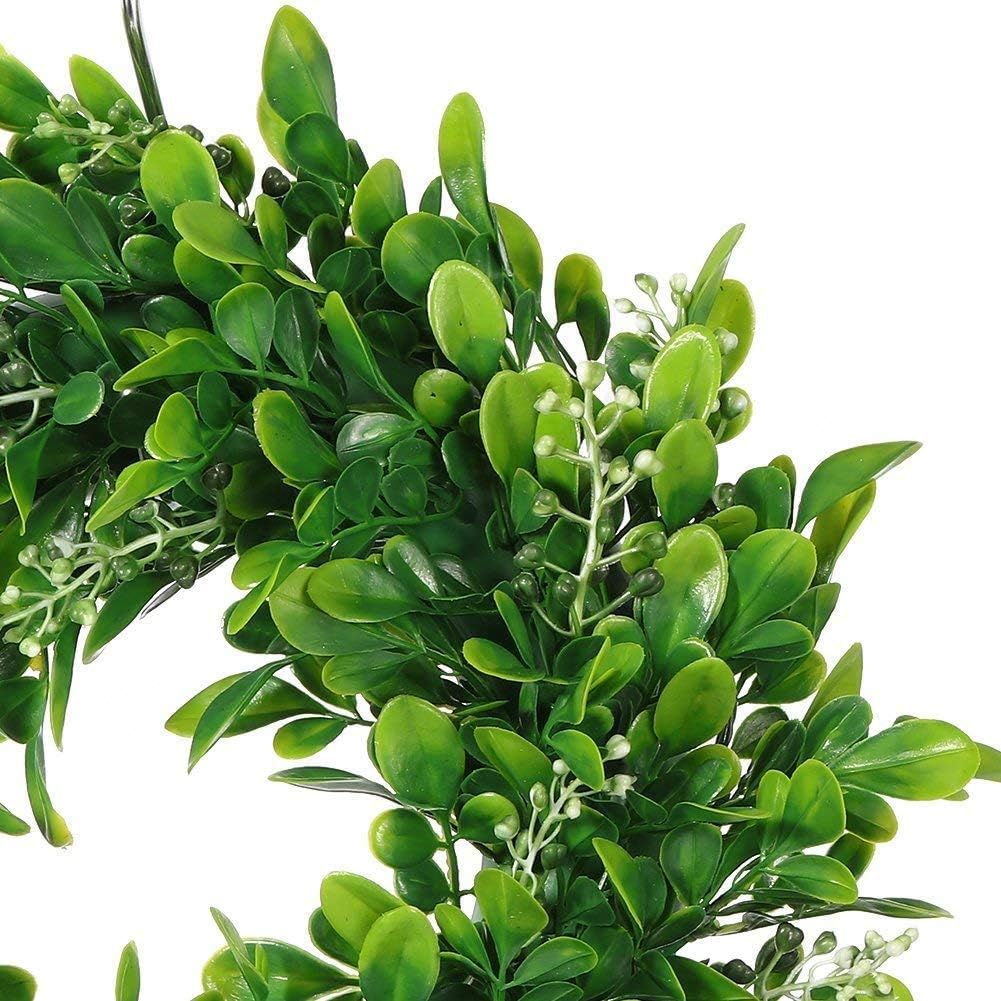Boxwood Wreath Artificial Green Leaves Wreath Door Wall Window Decoration,11Inch/PC - Set of 4