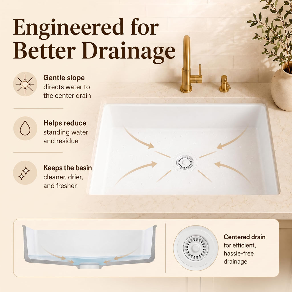 31''x18''White Undermount or Drop In Granite Composite