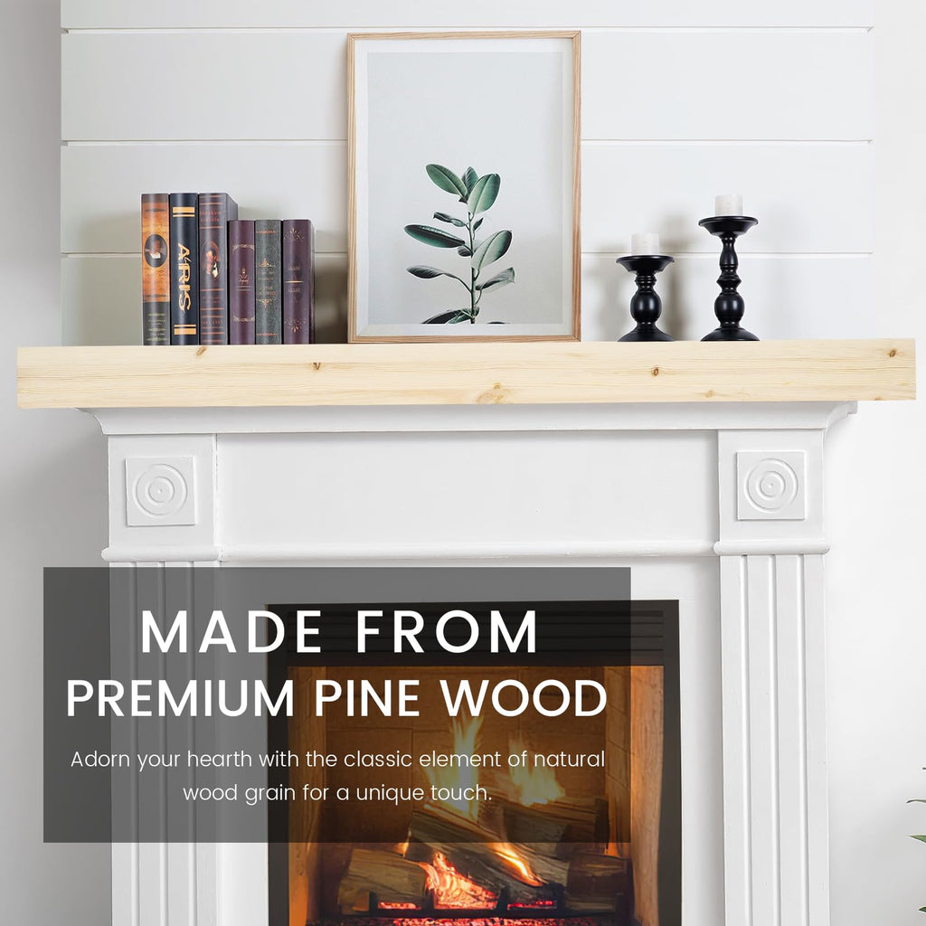 72'' Fireplace Mantel, 5'' Pine Wood Floating Shelf, DIYColor