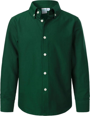 Boys Oxford Dress Shirts Long Sleeve Button Down Shirt