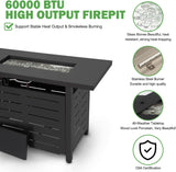 42 Inch Gas Fire Pit Table, 60,000 BTU Propane Pits for Outside with Steel Lid and Waterproof Cover, 2 in 1 Firepit Table Gatherings Parties on Patio - Image 3