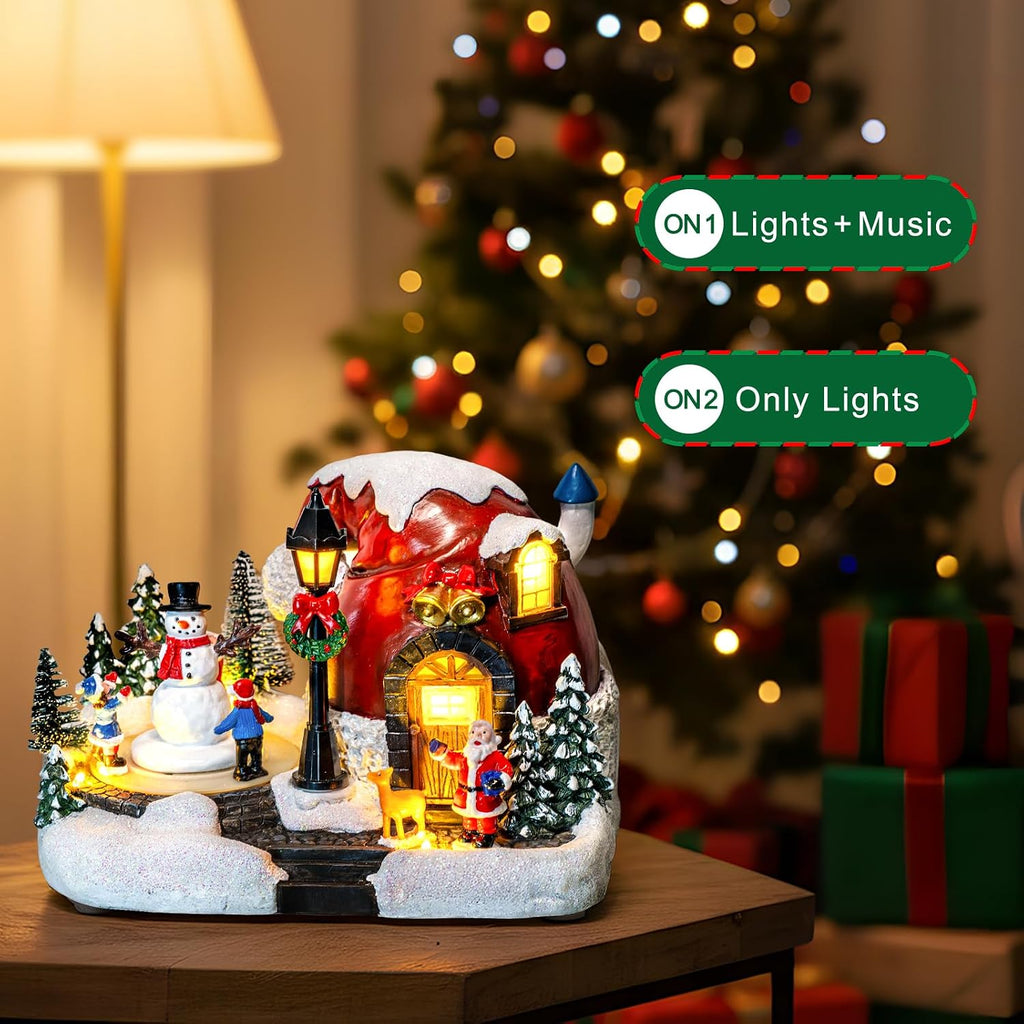 Animated Collection Figurines Musical Christmas Snowman, Santa Claus Village Houses Lighted Christmas Collection