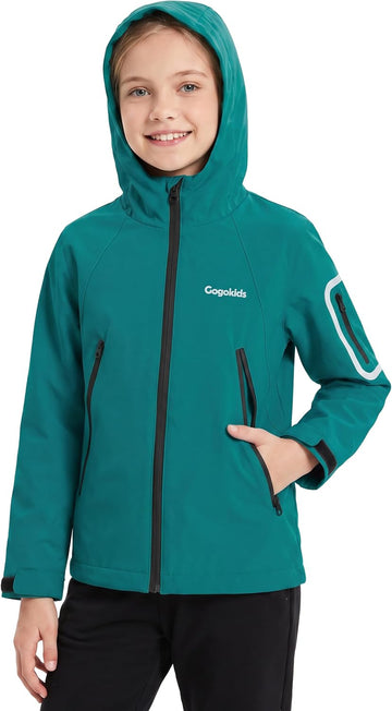 Boys & Girls Waterproof Rain Jacket Fleece Lined Raincoat