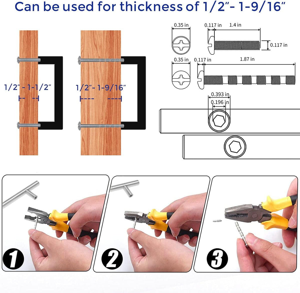 30 Pack Solid 3 Inch Center to Center Slim Square Bar Drawer Handles Kitchen Cabinet Handles Black Drawer Pulls Kitchen