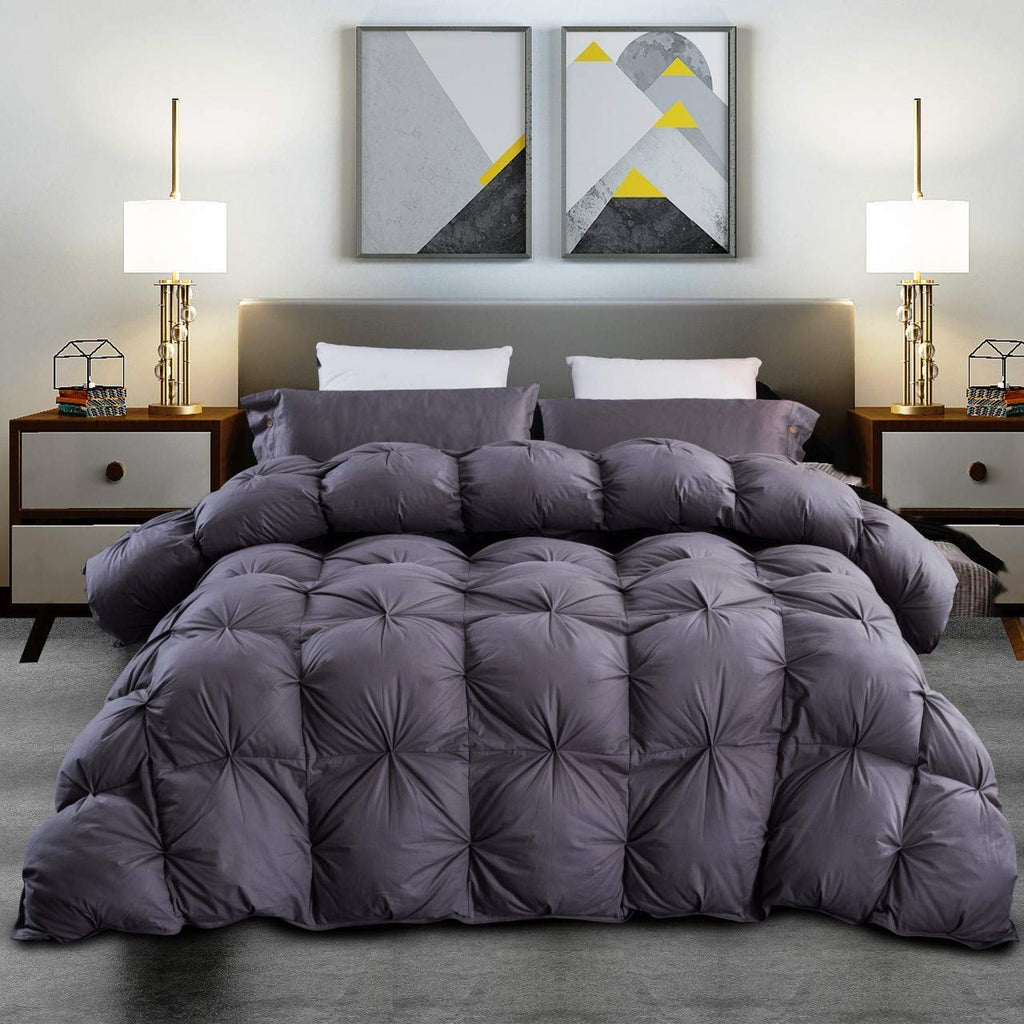 Luxurious 1200 Thread Count, Double - Stitch Design, Goose Down Comforter Duvet Insert, Premium Pinch Pleat Design