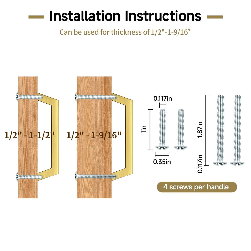 10 Pack 5 Inch Gold Cabinet Handles Brushed Brass Cabinet Pulls, Stainless Steel Kitchen Cabinet Handles Square Pulls