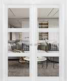 Lucia 2555 | Double Swing Interior French Doors with Glass, Solid Wood, Prehung, Hardware Included, 