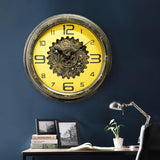16 inch Large Gear Clock with Real Moving Gears, Steampunk Gold Wall Clock, Suitable for Living Rooms, Offices, Factories, Bedrooms, and...