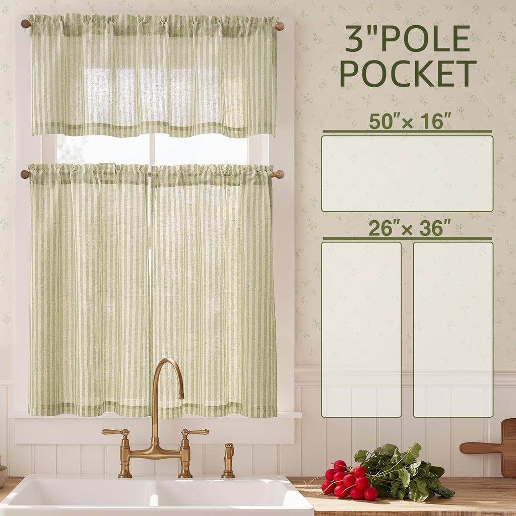 Kitchen Curtains and Valances Set Striped Tier Curtains Ticking Stripe Linen Curtains Pinstripe Cafe Curtains 36 Inch