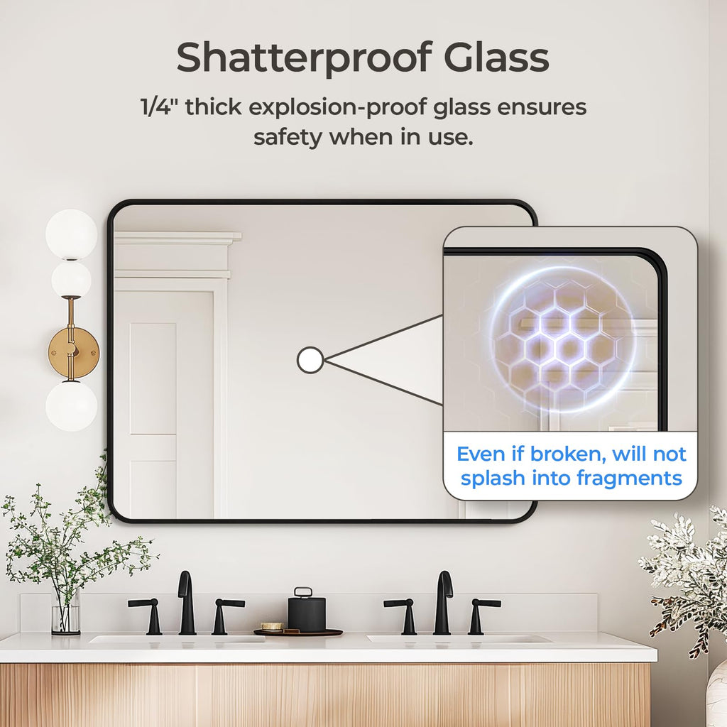 Black Bathroom Mirrors for Over Sink 30 x 40 Inch