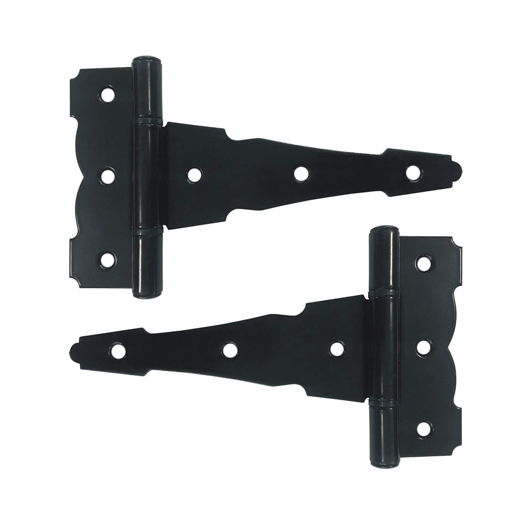 Black Decorative Ornamental Tee Hinge Set - Includes Handle, Hinges, Latch and Catch- 5"