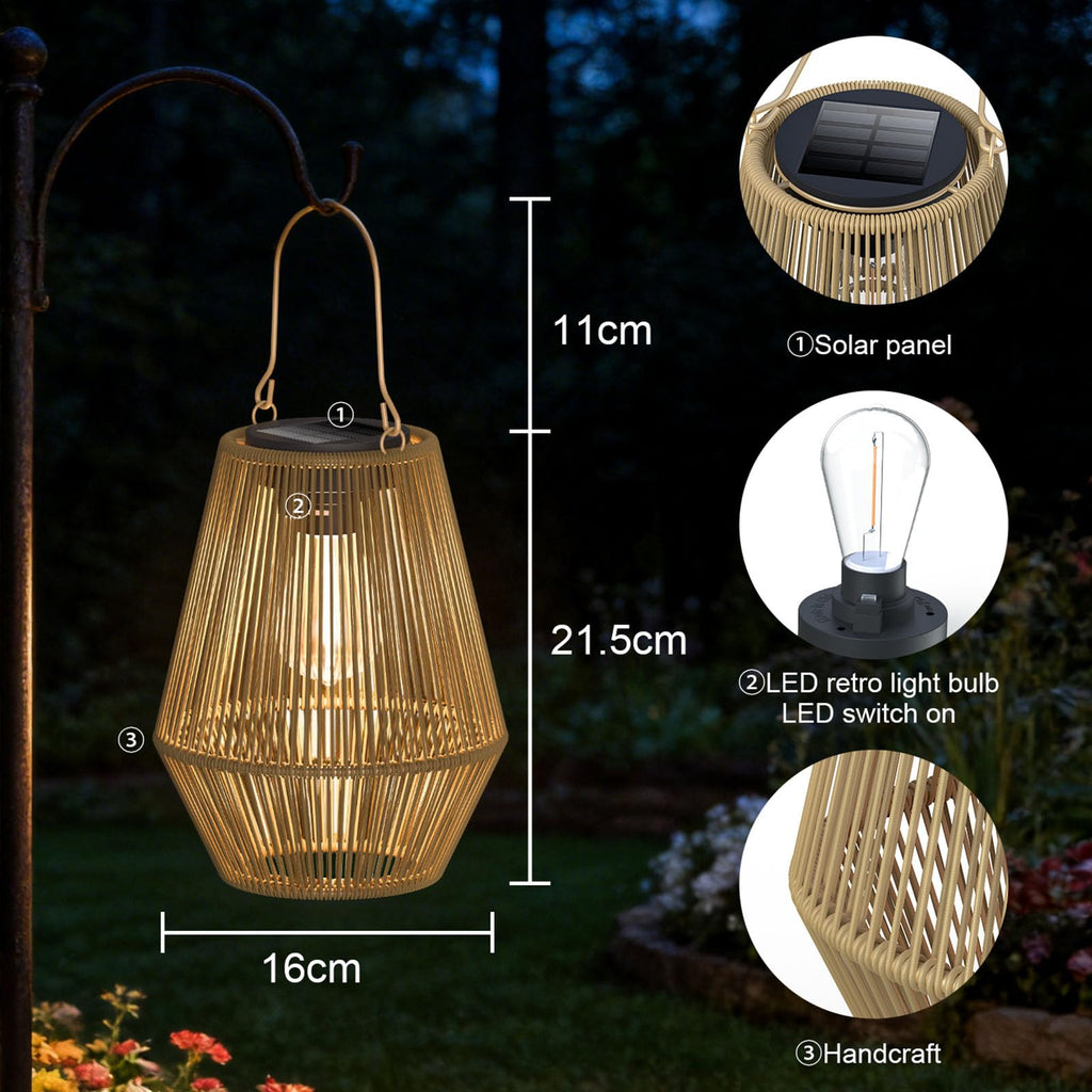 Solar Lanterns Outdoor Waterproof, 2 Pack Hanging Solar Lights for Outside, Auto On/Off Solar Powered Lanterns Yard