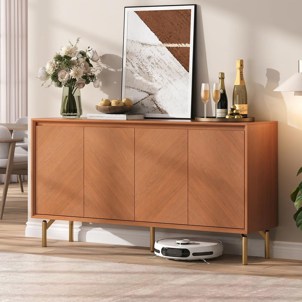 59" Sideboard Buffet Cabinet with Storage, Walnut