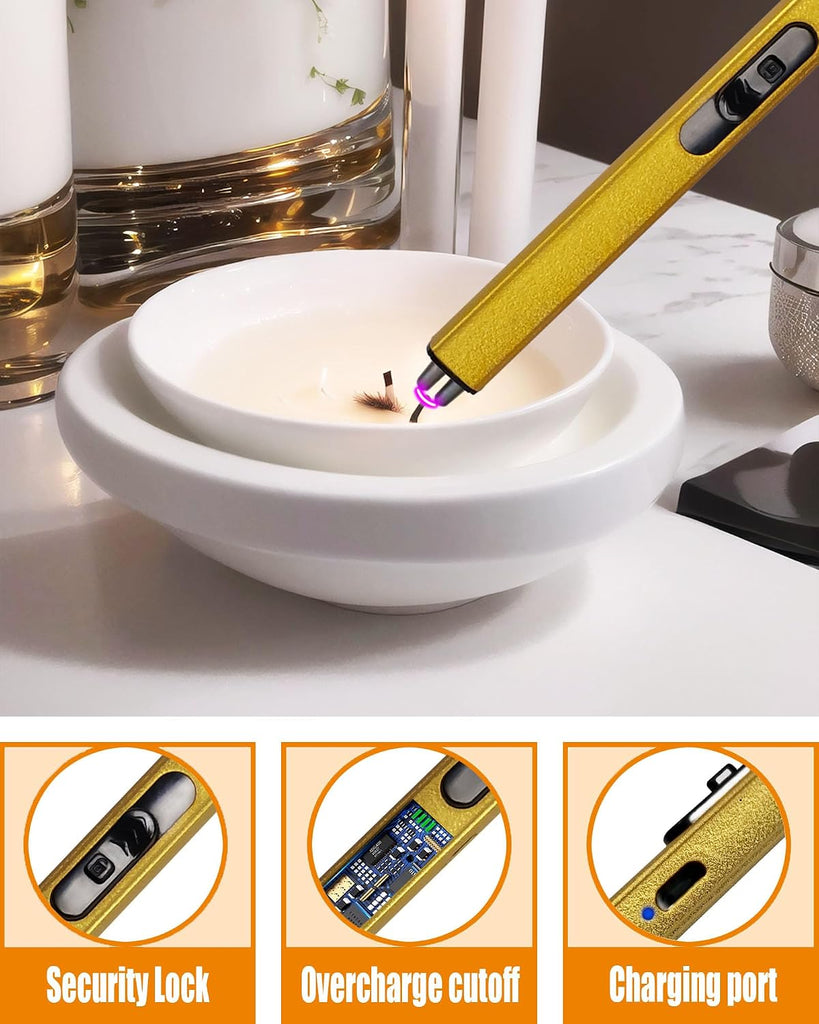 4 in1 Candle Accessory Set with Rechargeable Candle Lighter, Candle Wick Trimmer, Candle Wick Snuffer, Candle Wick
