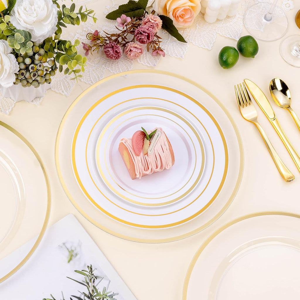 Inch Clear Charger Plates with Gold Rim - Set of 15