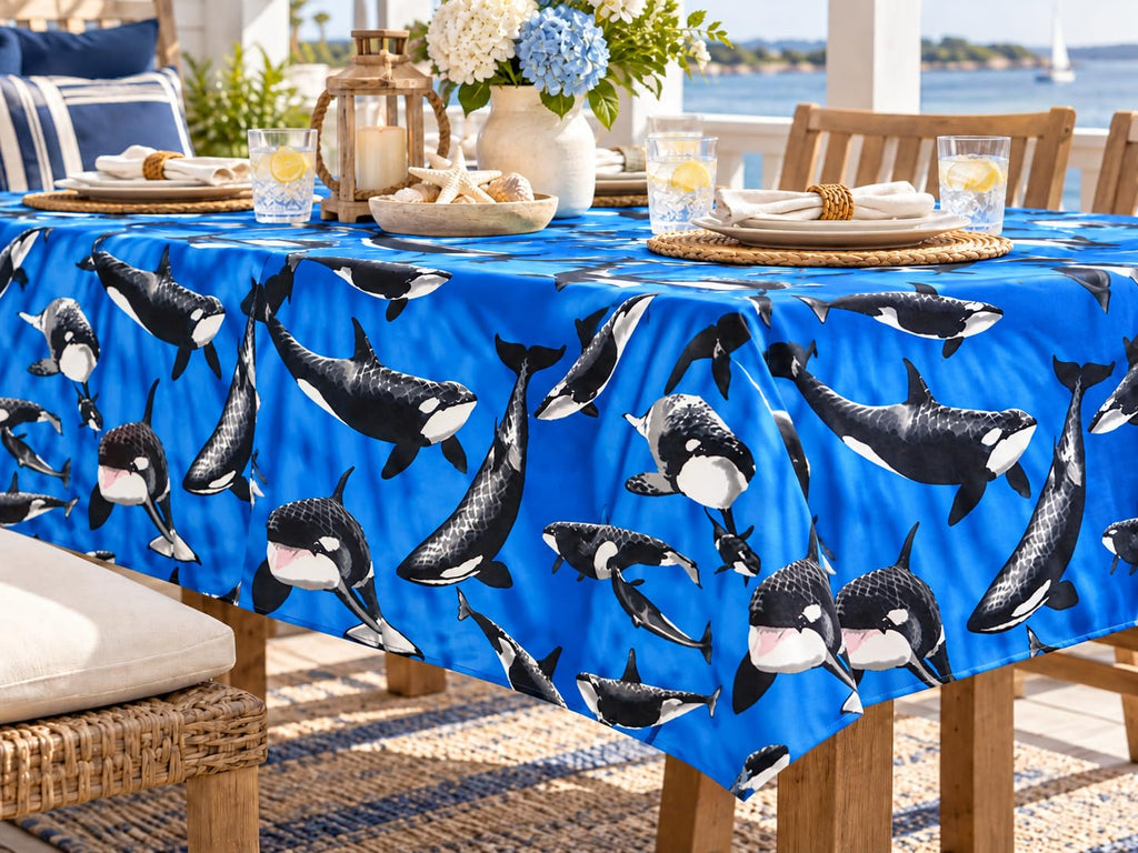 Orca Whale Fabric Vinyl Lined Waterproof 1yd by 54in Wide