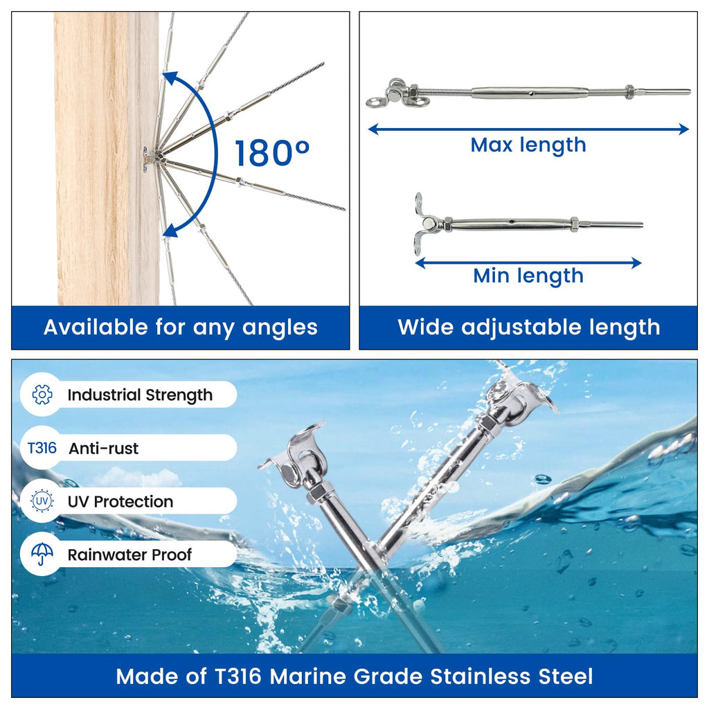 10Pairs Cable Railing Hardware Swage Toggle Turnbuckle CK07
