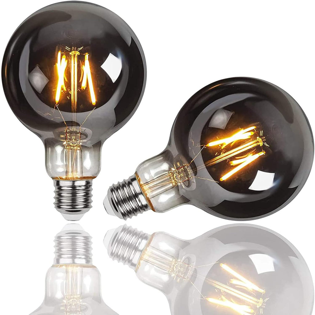G95 LED Globe Light Bulbs, 2700K Warm White Globe Led Edison Bulb, 40W Equivalent, E26 Base, 75LM/W, Smoky Grey Glass