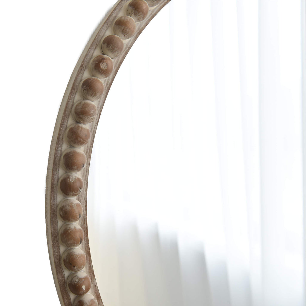 Round Wood Mirror - Rustic Farmhouse Wall Mirror