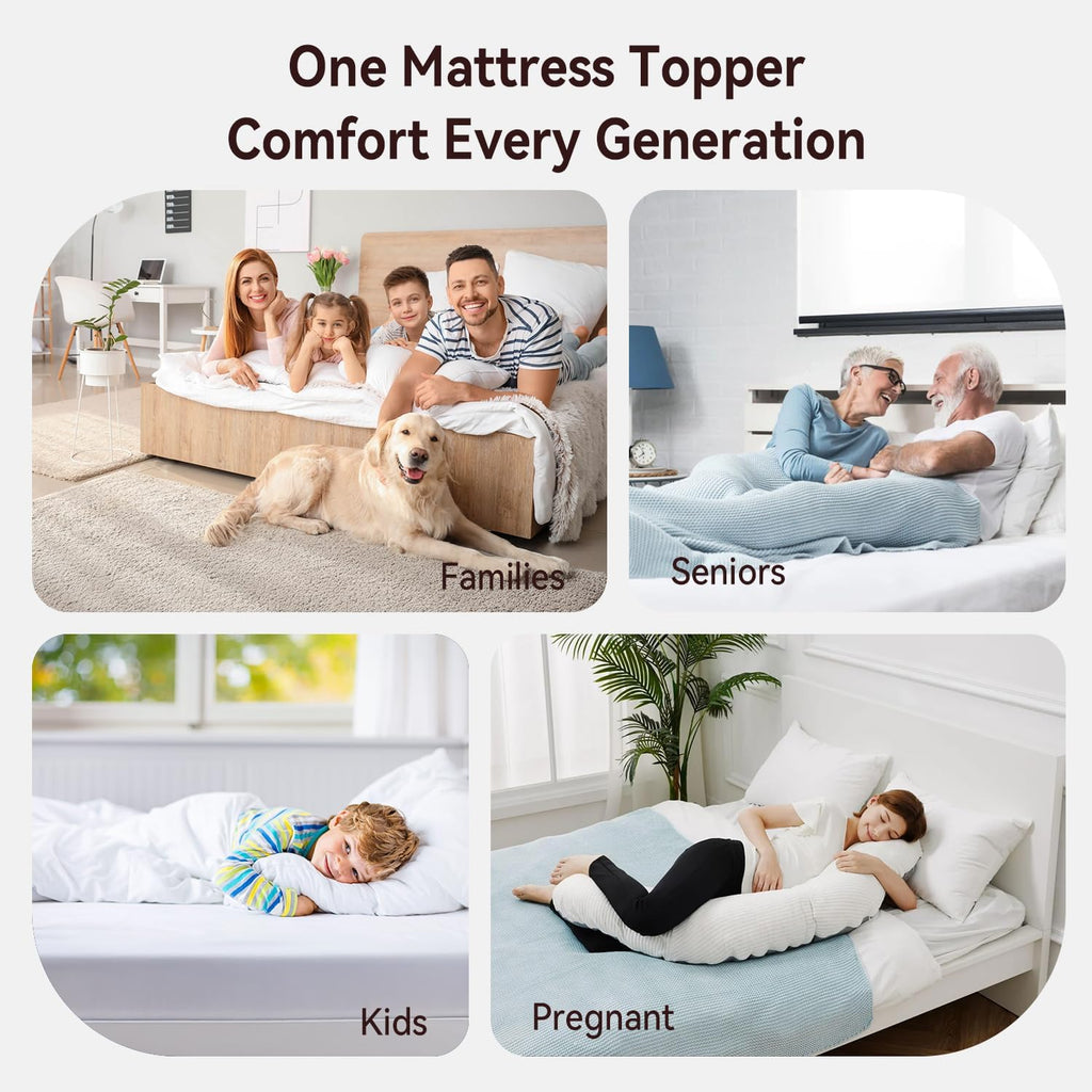 Queen Mattress Topper, Thick Pillow Top Mattress Pad, Plush Comfort | Queen Size Bed Topper with Deep Pocket