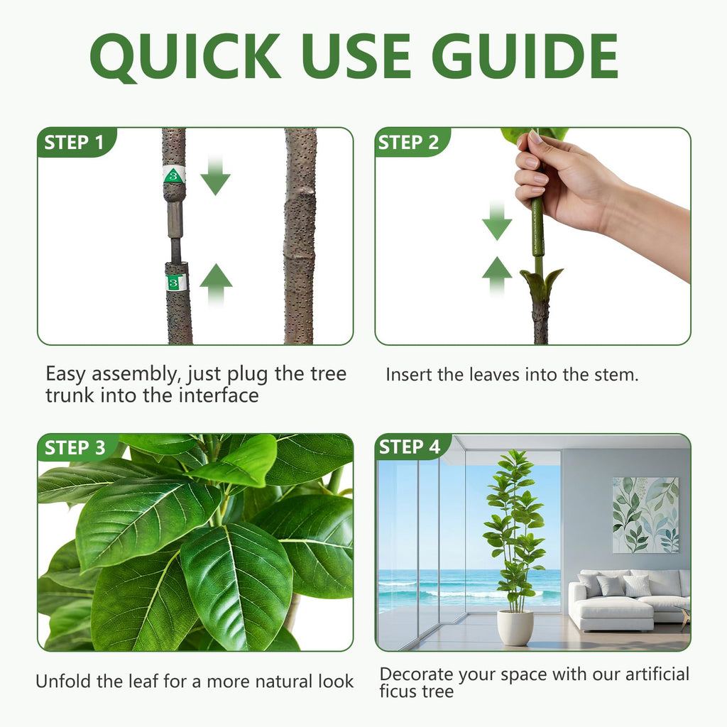 Ficus Tree Artificial, 7FT Tall Fake Plants Indoor in White Pot
