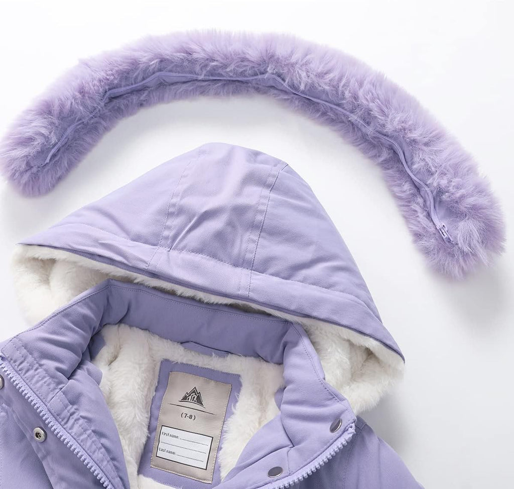 Girls Long Waterproof Winter Coat Kids Warm Hooded Parka