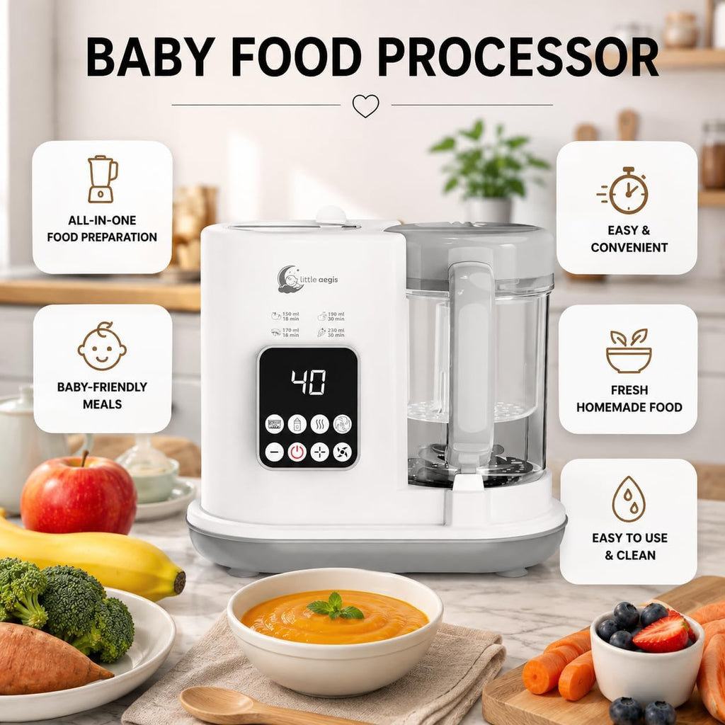 Electric Baby Food Processor, Baby Food Maker with Steamer and Blender, Baby Food Processor made Purees, Vegetables