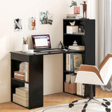 Computer Desk with Bookshelf, Writing Study Desk with Storage Shelves & CPU Stand, Modern Compact Computer Workstation