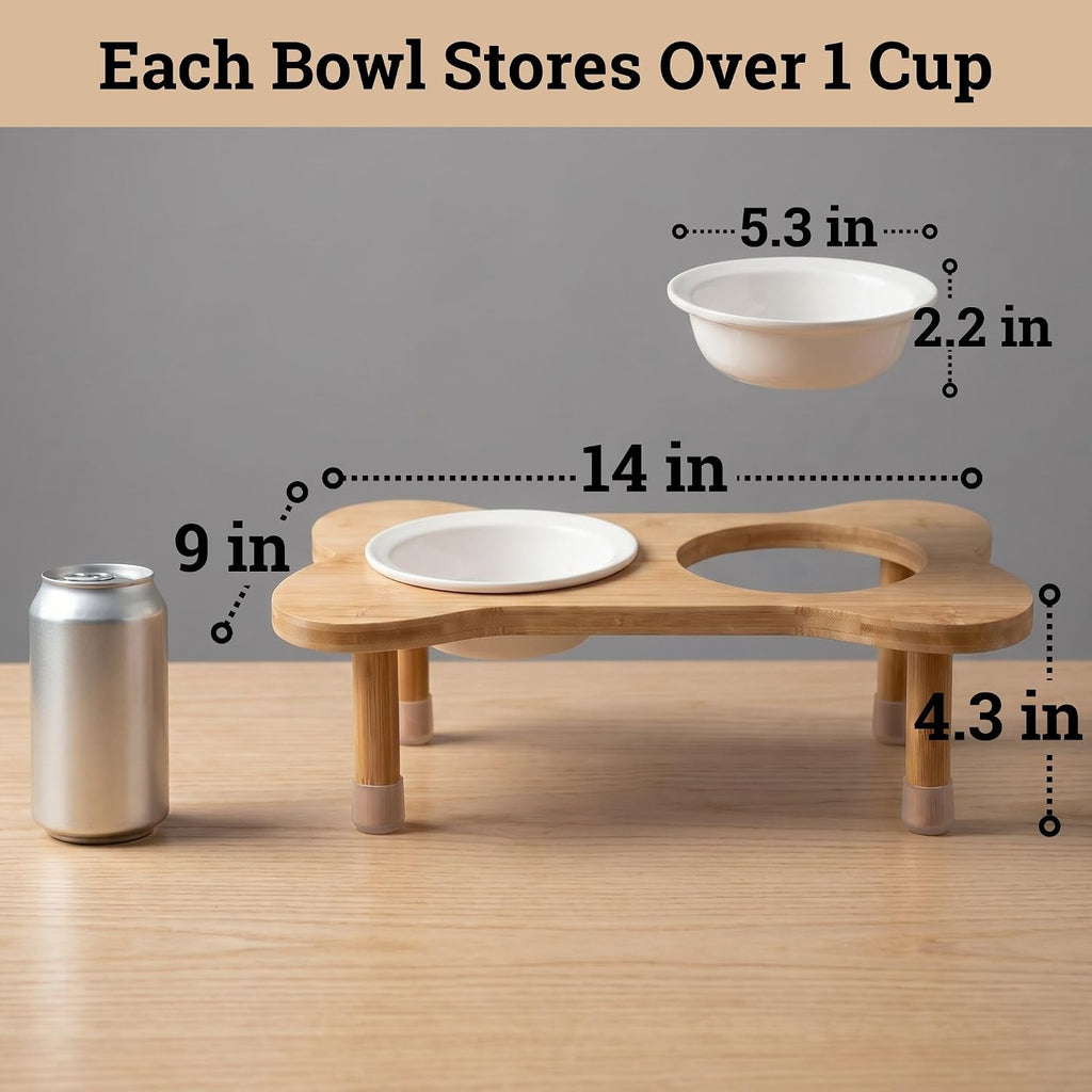Elevated Dog Bowls for Small Dogs, Set of 2 Ceramic Dog Bowls with Stand