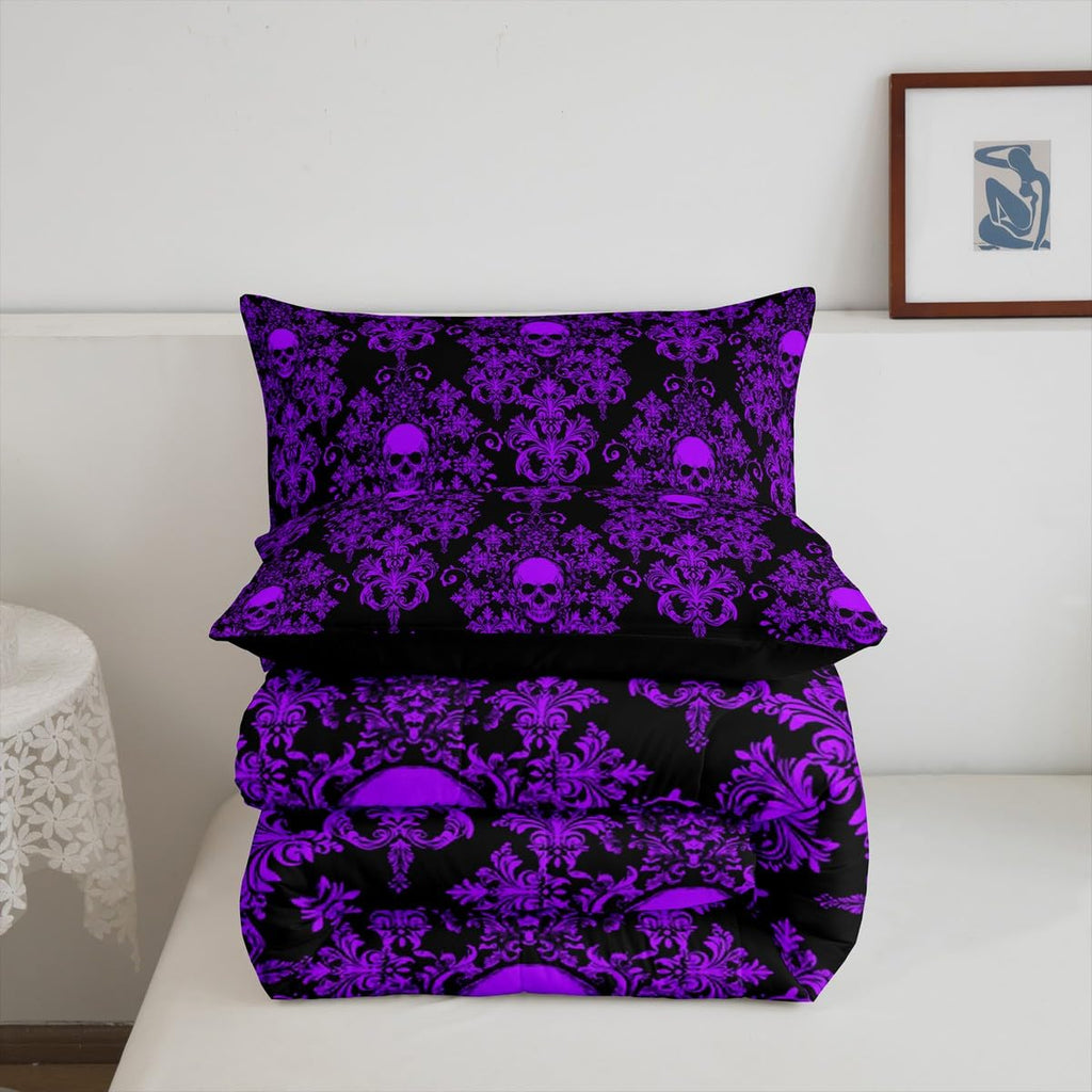 Jacquard Damask Comforter Set Luxury Royal Purple Jacquard Queen