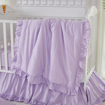 Farmhouse Crib Bedding Sets for Girls | 3 Piece Boho Chic Nursery Set Purple Baby Comforter, Fitted Crib Sheet, Crib