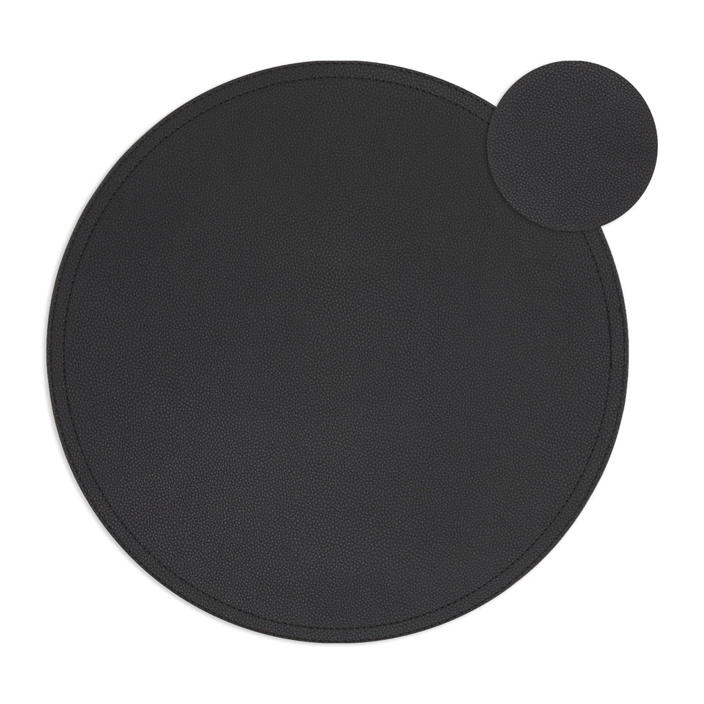 Round Vegan Leather Table Placemats & Coasters - Waterproof & Heat-Resistant Dining Table Decor - Easy Wipe-Clean