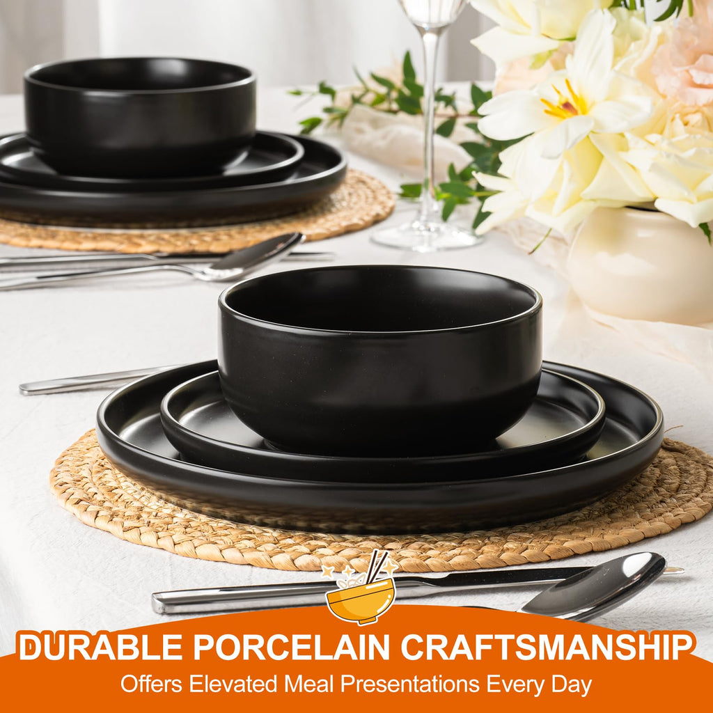 Plates and Bowls Sets, 24 Pieces Ceramic Dinnerware Set for 8, Stoneware Dishware Dishes Set, Scratch Resistant
