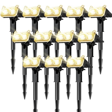 Solar Spot Lights Outdoor Waterproof, 12Pack, 14 Big LEDs, 2 Modes