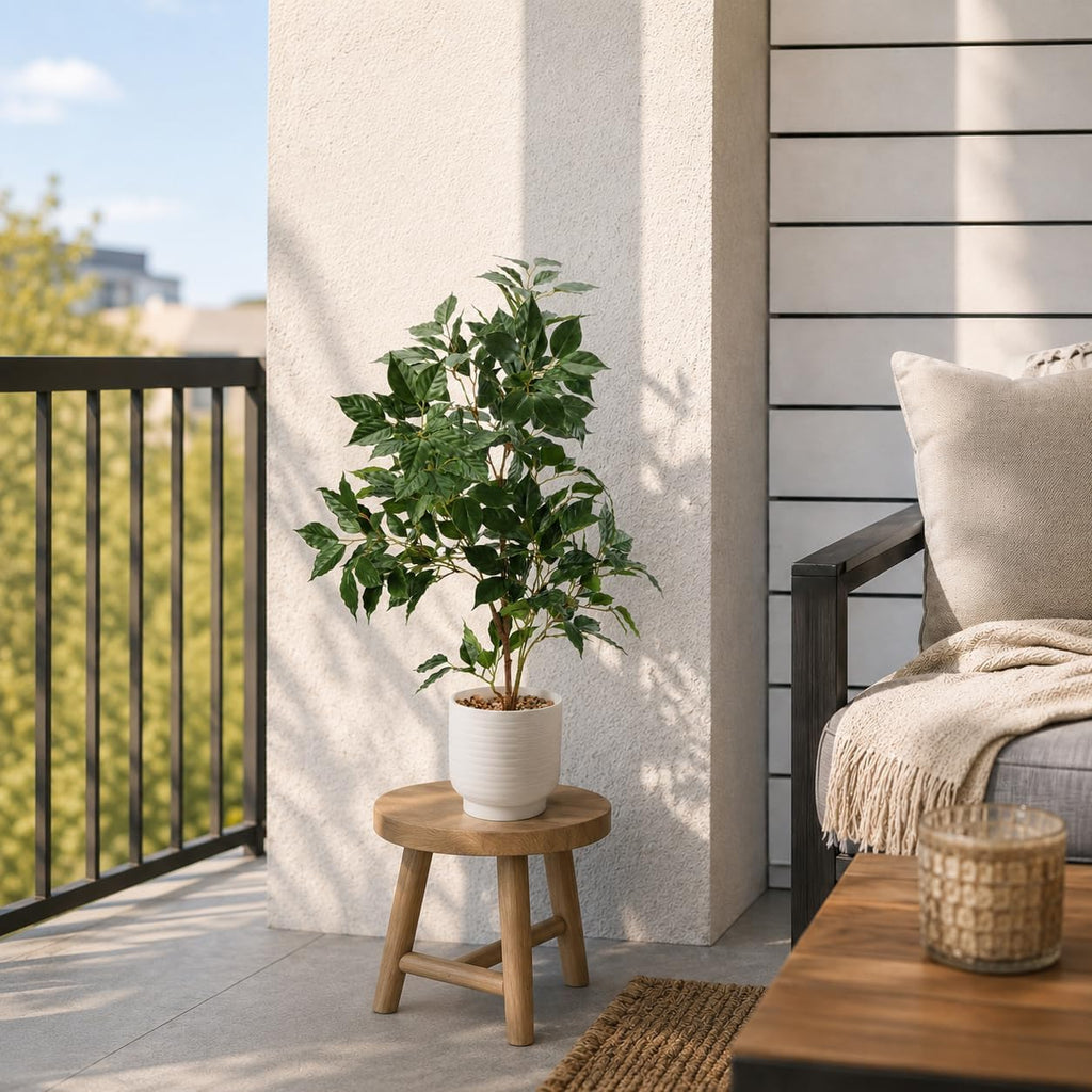 27" Ficus Tree Artificial Plants in Ceramic Pot,Faux Potted Plant