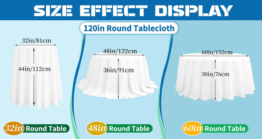 10 Packs Ivory Round Tablecloth - 120 Inch, Polyester