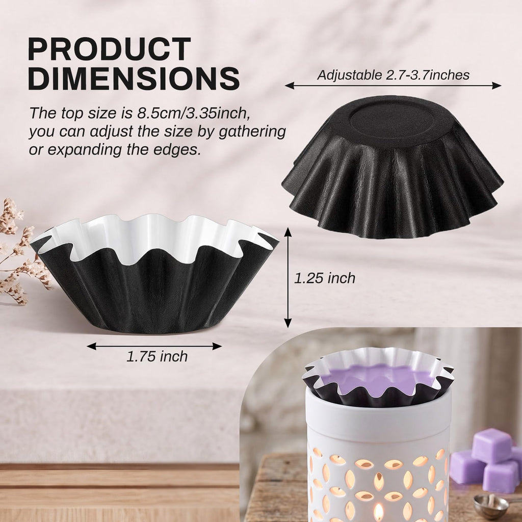 100 Pcs Wax Melt Liners Leakproof Reusable for Warmers, Black