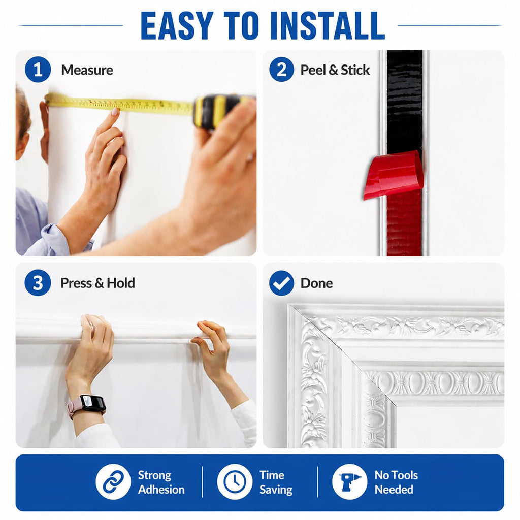 Peel and Stick Wall Molding Kit,Pre-Cut Bead Wainscoting Panel,24x54in