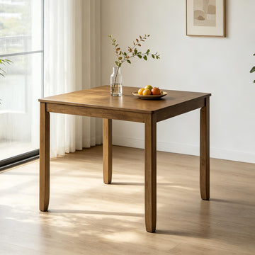34.5" Square Dining Table, Wood Kitchen Table for 4 People, Farmhouse Dining Table, Oak