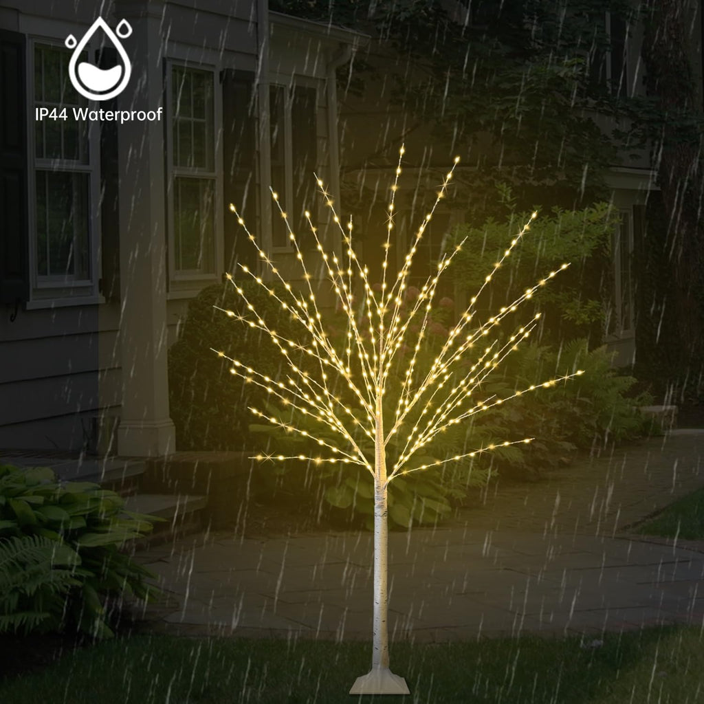 2Pack 4FT Lighted Birch Trees, Birch Tree with 400 LED Lights, 8 Flash Modes and Timer, Dimmable, Light Up Twig